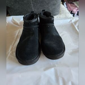 Ugg Black Ultra Mini Ankle Boots with Studded Detail